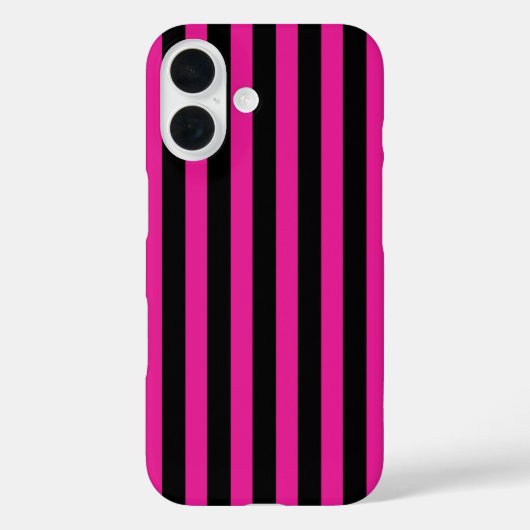 明るい赤紫色とブラックキャンディストライプー Case-Mate iPhoneケース (裏面)