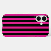 明るい赤紫色とブラックキャンディストライプー Case-Mate iPhoneケース (裏面 (横))