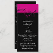 明るい赤紫色とブラックフローラフィリグリー結婚式 プログラム (正面/裏面)