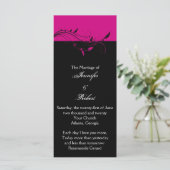 明るい赤紫色とブラックフローラフィリグリー結婚式 プログラム (スタンド正面)