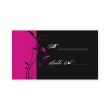 明るい赤紫色とブラックフローラ結婚の座席表