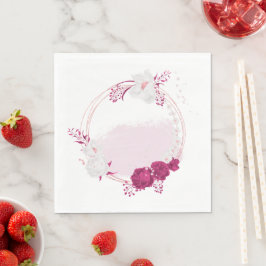 明るい赤紫色とホワイトフローラ結婚ズ スタンダードランチョンナプキン