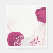 明るい赤紫色とホワイトフローラ結婚ズ スタンダードランチョンナプキン (正面)