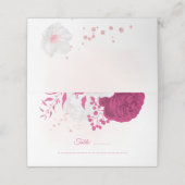 明るい赤紫色とホワイトフローラ結婚ズ プレイスカード (外部開封)