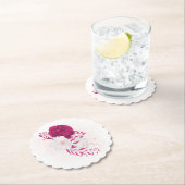 明るい赤紫色とホワイトフローラ結婚ズ ペーパーコースター (インサイチュ)