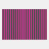 明るい赤紫色と木炭ストライプ五型 ラッピングペーパーシート (正面3)