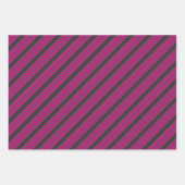 明るい赤紫色と木炭ストライプ五型 ラッピングペーパーシート (正面2)