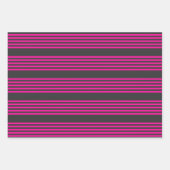 明るい赤紫色と木炭ストライプ五型 ラッピングペーパーシート (正面)