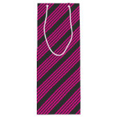 明るい赤紫色と木炭ストライプ五型 ワインギフトバッグ (裏面)