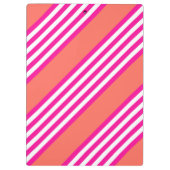 明るい赤紫色と生きたサンゴの5つのストライプパターン クリップボード (裏面)