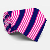 明るい赤紫色と白ストライプい5色の青 ネクタイ (ロール)