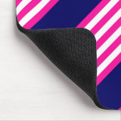 明るい赤紫色と白ストライプい5色の青 マウスパッド (コーナー)