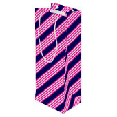 明るい赤紫色と白ストライプい5色の青 ワインギフトバッグ (裏面アングル)