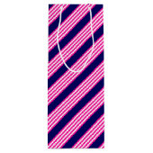 明るい赤紫色と白ストライプい5色の青 ワインギフトバッグ (裏面)