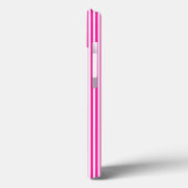 明るい赤紫色と白ストライプい5色の青 Case-Mate iPhoneケース (裏面 / 左)