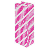 明るい赤紫色と白ストライプ五パターン ワインギフトバッグ (裏面アングル)