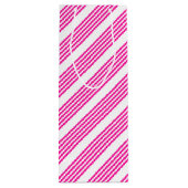 明るい赤紫色と白ストライプ五パターン ワインギフトバッグ (裏面)