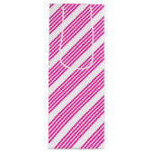 明るい赤紫色と白ストライプ五パターン ワインギフトバッグ (正面)