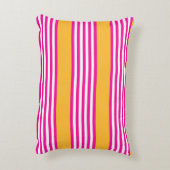 明るい赤紫色と黄色の5つのストライプパターン アクセントクッション (裏面(縦))
