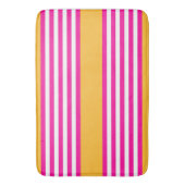 明るい赤紫色と黄色の5つのストライプパターン バスマット (正面縦)