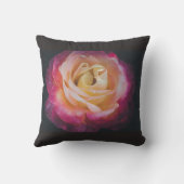 明るい赤紫色と黄色バラ クッション (裏面)