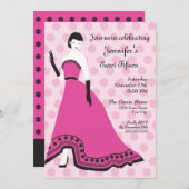 明るい赤紫色のクラシックなSenorita 招待状 (正面/裏面)