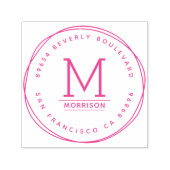 明るい赤紫色の手書き円 |カスタム差出人住所 セルフインキングスタンプ (デザイン)