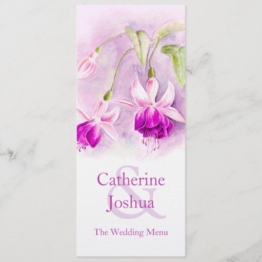 明るい赤紫色の水の色アートパープルピンク結婚のメニュー メニュー