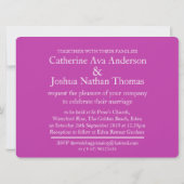 明るい赤紫色の水彩紫のピンクの結婚式の招待 招待状 (裏面)