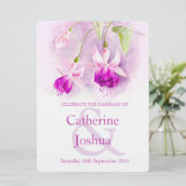 明るい赤紫色の水彩紫のピンクの結婚式の招待 招待状 (スタンド正面)