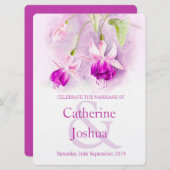 明るい赤紫色の水彩紫のピンクの結婚式の招待 招待状 (正面/裏面)