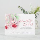 明るい赤紫色の水彩赤結婚絵の風景 招待状 (スタンド正面)