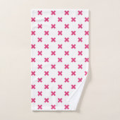 明るい赤紫色の白いステッチ バスタオルセット (ハンドタオル)