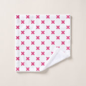 明るい赤紫色の白いステッチ バスタオルセット (ウォッシュタオル)