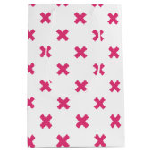 明るい赤紫色の白いステッチ ミディアムペーパーバッグ (正面)