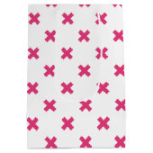 明るい赤紫色の白いステッチ ミディアムペーパーバッグ (裏面)