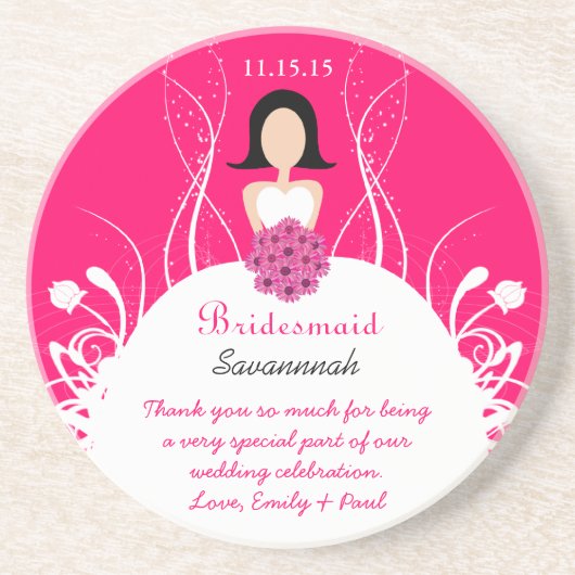 明るい赤紫色の結婚花嫁のコースター コースター (正面)