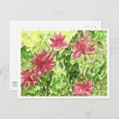 明るい赤紫色の花と緑の草のポストカード ポストカード (正面/裏面)