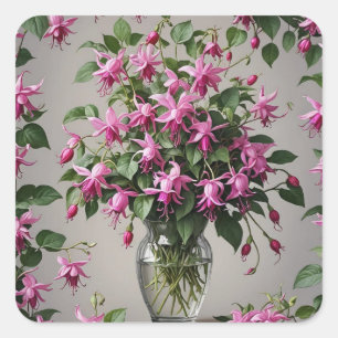 明るい赤紫色の花 スクエアシール