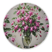 明るい赤紫色の花 セラミックノブ (正面)