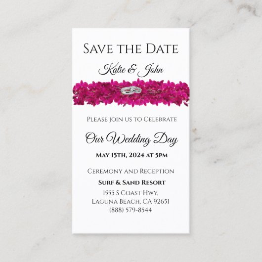 明るい赤紫色の蘭を白く保存する – 磁石 名刺 (正面)