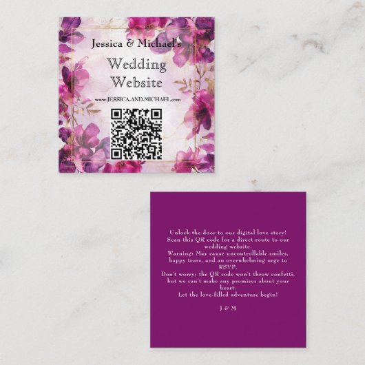 明るい赤紫色の魅力化：水彩 エンクロージャーカード (正面/裏面)