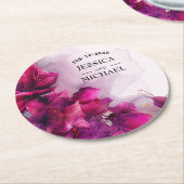 明るい赤紫色の魅力化:水彩 ラウンドペーパーコースター (アングル)