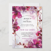 明るい赤紫色の魅力化：水結婚色の 招待状 (正面)