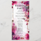 明るい赤紫色の魅惑:水彩結婚式プログラム プログラム (裏面)