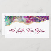 明るい赤紫色アクアマリンオパールデザインギフト券 (正面/裏面)