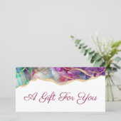 明るい赤紫色アクアマリンオパールデザインギフト券 (スタンド正面)