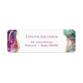 明るい赤紫色アクアマリンオパール差出人住所ラベル ラベル (正面)