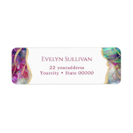 明るい赤紫色アクアマリンオパール差出人住所ラベル ラベル