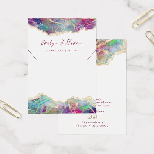 明るい赤紫色アクアマリン光ネックレスディスプレイカード (オフィス)